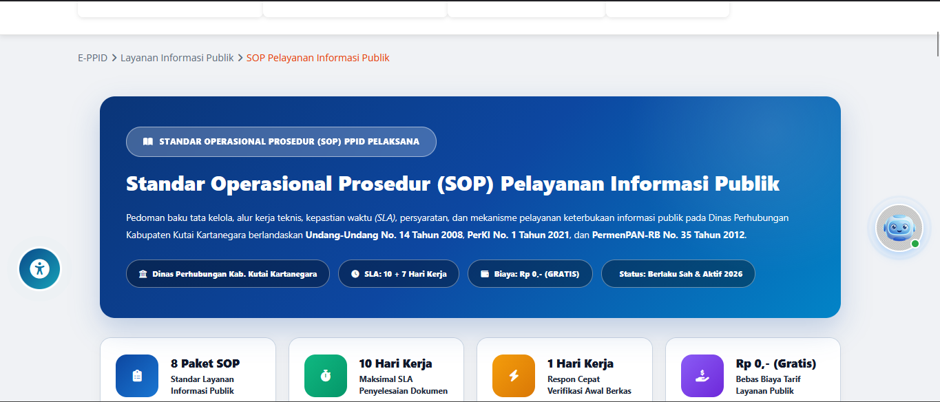 2. Halaman Standar Operasional Prosedur (SOP) Pelayanan Informasi Publik